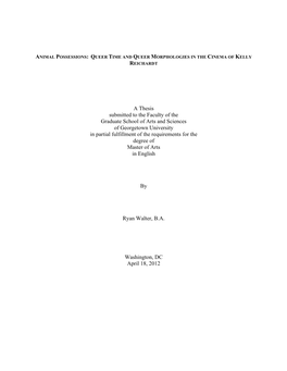A Thesis Submitted to the Faculty of the Graduate School of Arts And