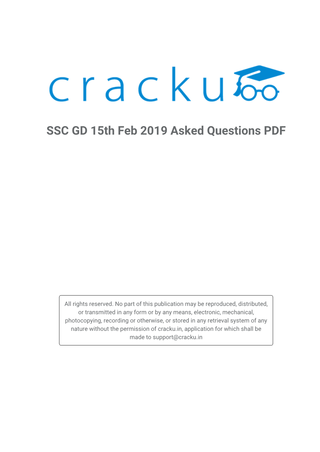 Download SSC GD 15Th Feb 2019 Asked Questions