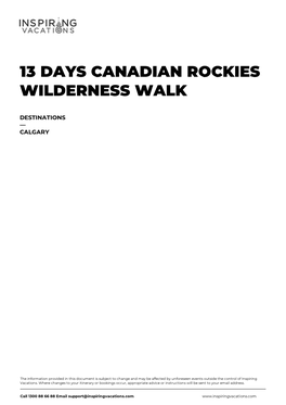 13 Days Canadian Rockies Wilderness Walk
