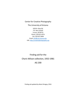Finding Aid for the Charis Wilson Collection, 1932-1981 AG 200