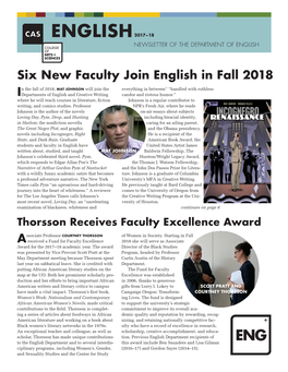 Six New Faculty Join English in Fall 2018