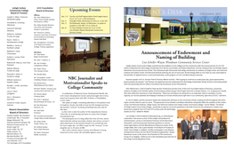 Announcement of Endowment and Naming of Building