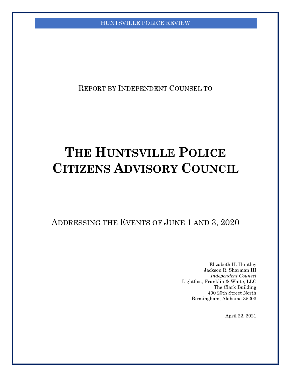The Huntsville Police Citizens Advisory Council