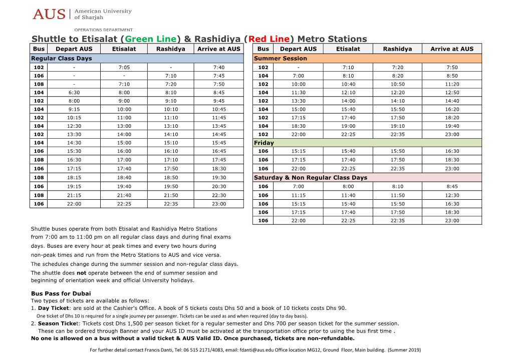 Shuttle to Etisalat (Green Line) & Rashidiya (Red Line) Metro Stations