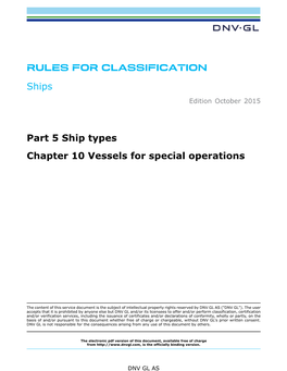 DNVGL-RU-SHIP-Pt5ch10 Vessels for Special Operations