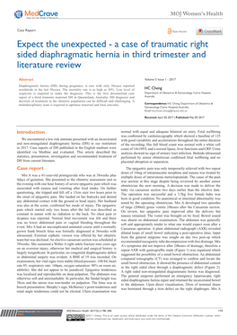 A Case of Traumatic Right Sided Diaphragmatic Hernia in Third Trimester and Literature Review