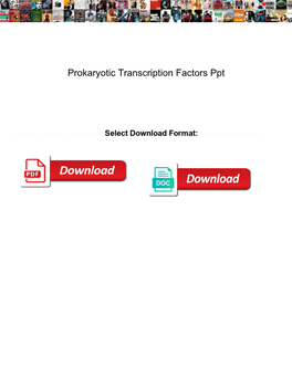 Prokaryotic Transcription Factors Ppt
