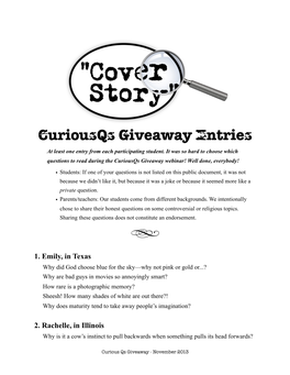 Curiousqs Giveaway Entries