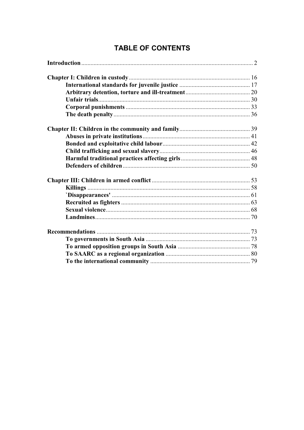 Table of Contents