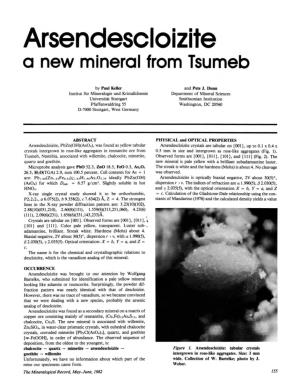 Arsendescloizite a New Mineral from Tsumeb