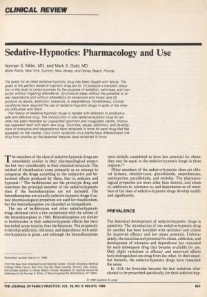 Sedative-Hypnotics: Pharmacology and Use