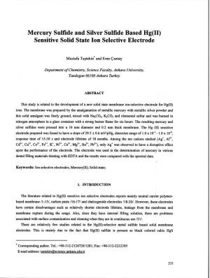 Mercury Sulfide and Silver Sulfide Based Hg(II) Sensitive Solid State Ion Selective Electrode