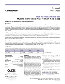 Murine Monoclonal Anti-Human Ic3b (Neo)