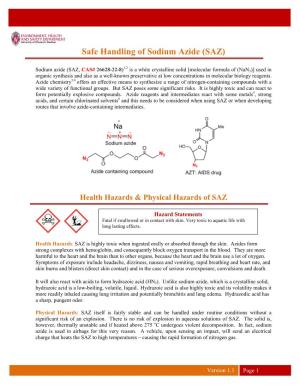 Safe Handling of Sodium Azide (SAZ)