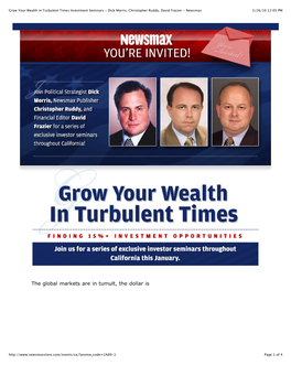 Grow Your Wealth in Turbulent Times Investment Seminars - Dick Morris, Christopher Ruddy, David Fraizer - Newsmax 3/26/10 12:05 PM