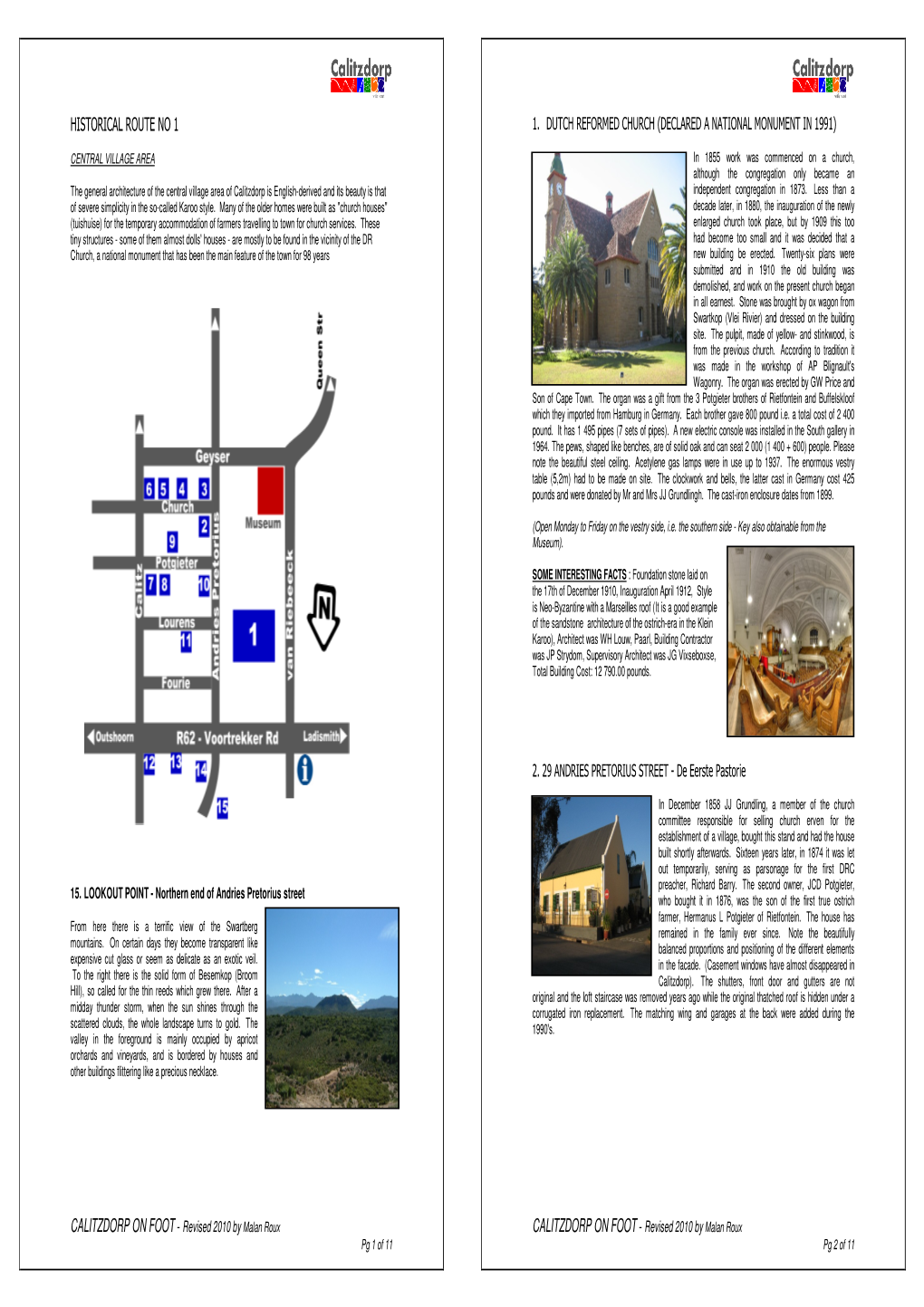 Calitzdorp Walk the History Route 1 and Route 2