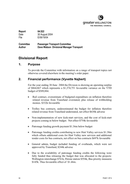 Divisional Report 1