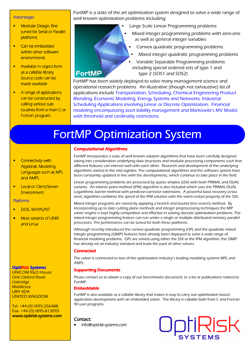 Fortmp Optimization System