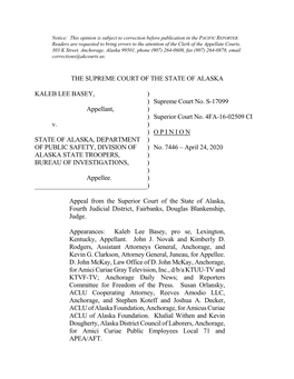 Alaska Supreme Court Opinion No Sp-7446