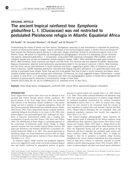 Clusiaceae) Was Not Restricted to Postulated Pleistocene Refugia in Atlantic Equatorial Africa