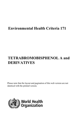 Environmental Health Criteria 171 TETRABROMOBISPHENOL a And