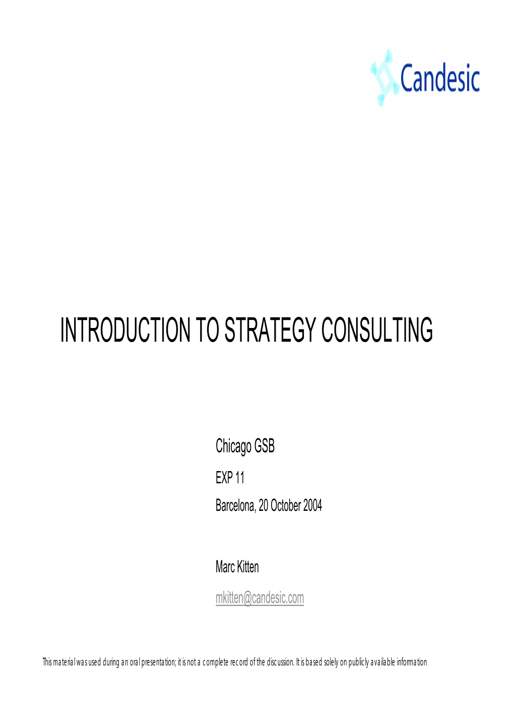 Introduction to Strategy Consulting