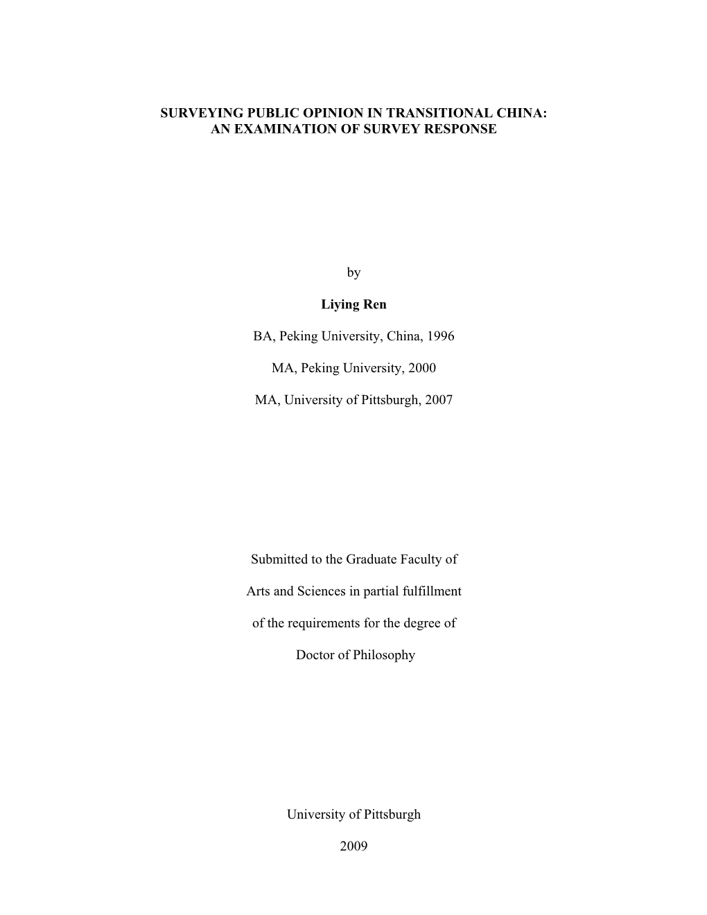 Surveying Public Opinion in Transitional China: an Examination of Survey Response