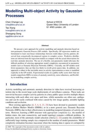 Modelling Multi-Object Activity by Gaussian Processes 1