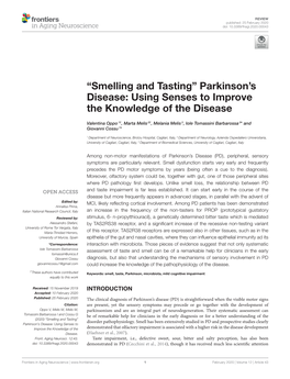 “Smelling and Tasting” Parkinson's Disease