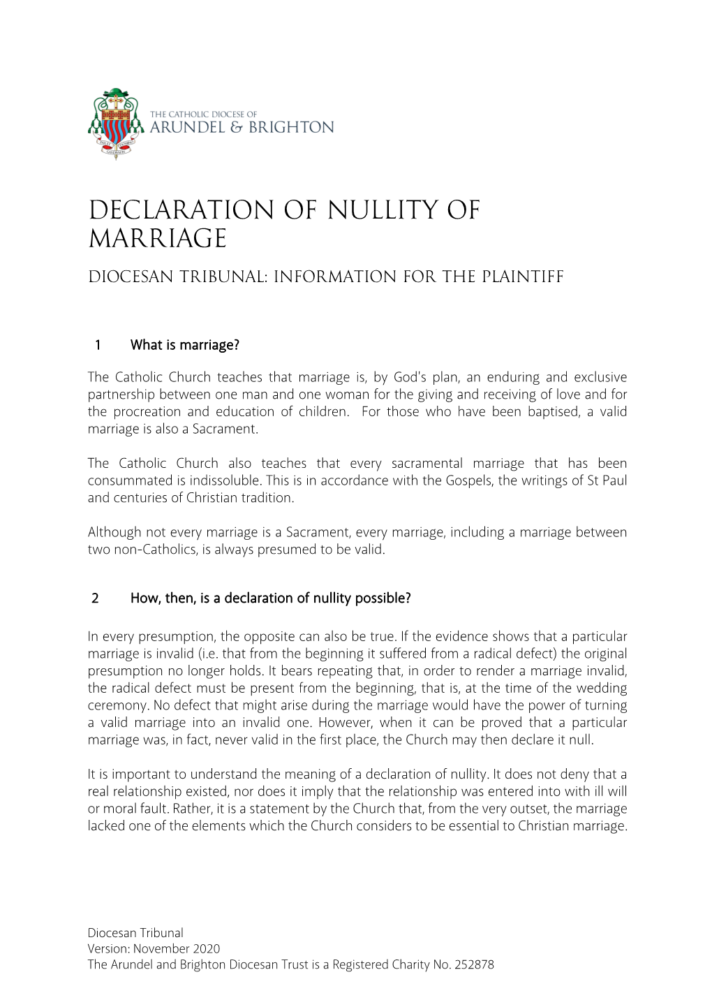 Declaration of Nullity of Marriage