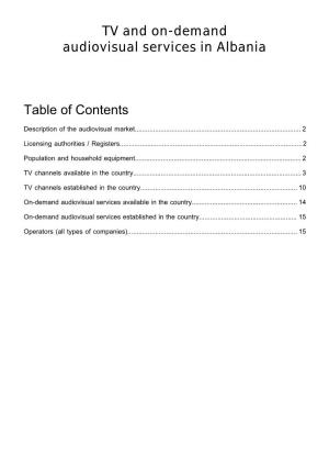 TV and On-Demand Audiovisual Services in Albania Table of Contents