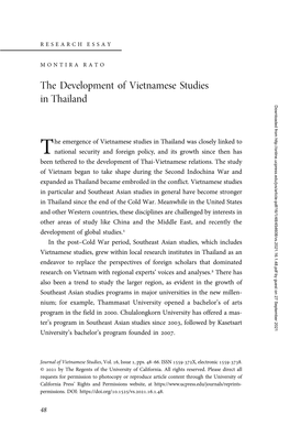 The Development of Vietnamese Studies in Thailand