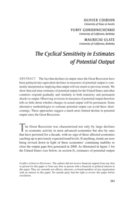 The Cyclical Sensitivity in Estimates of Potential Output