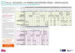 Bourges St Amand Montrond Orval Montluçon Horaires Valables Du 04 Juin Au 02 Septembre 2018