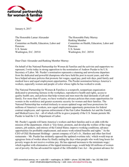 Letter to U.S. Senate HELP Committee Opposing the Nomination Of