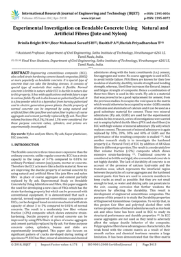 Experimental Investigation on Bendable Concrete Using Natural and Artificial Fibres (Jute and Nylon)