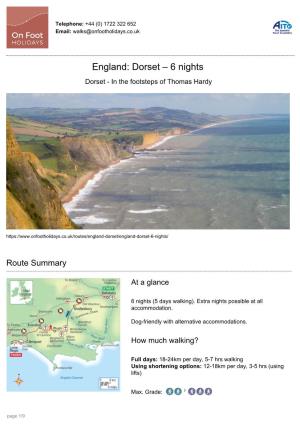England: Dorset – 6 Nights Dorset - in the Footsteps of Thomas Hardy