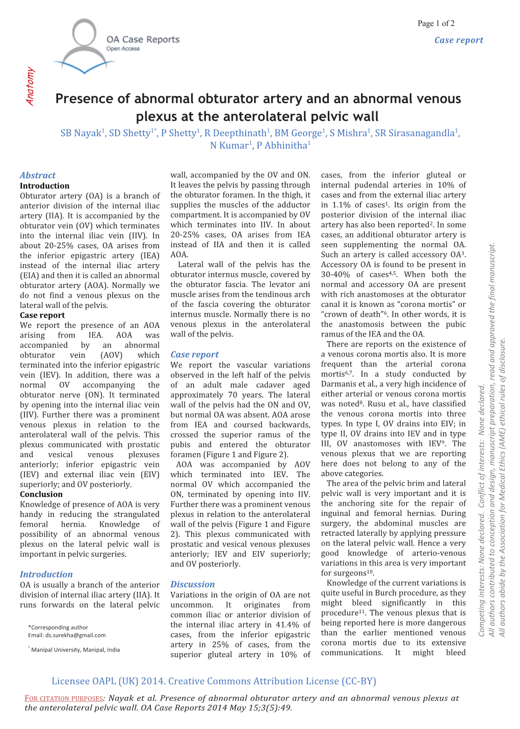 Presence of Abnormal Obturator Artery and an Abnormal Venous Plexus at the Anterolateral Pelvic Wall