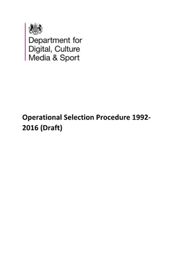 DCMS OSP Draft: 1992-2016