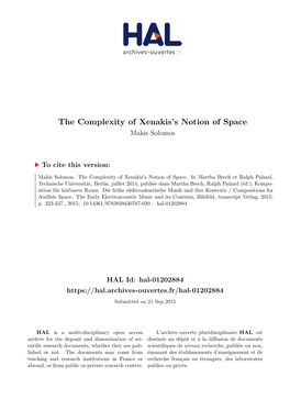 The Complexity of Xenakis's Notion of Space