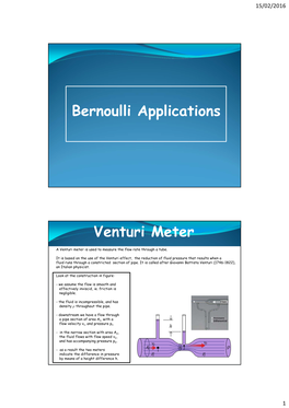 Bernoulli Applications Venturi Meter