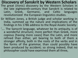 Discovery of Sanskrit by Western Scholars