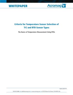 Criteria for Temperature Sensors of Thermocouple and RTD Senor Types