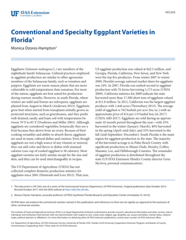 Conventional and Specialty Eggplant Varieties in Florida1 Monica Ozores-Hampton2