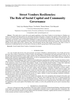 Street Vendors Resiliencies: the Role of Social Capital and Community Governance