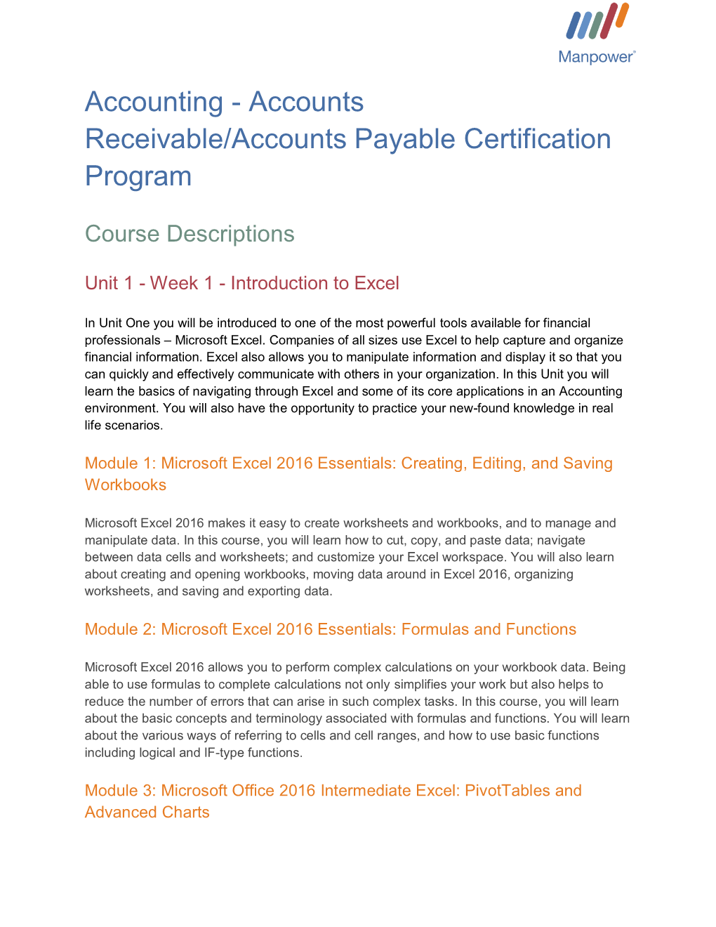 Accounting - Accounts Receivable/Accounts Payable Certification Program