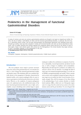 Prokinetics in the Management of Functional Gastrointestinal Disorders