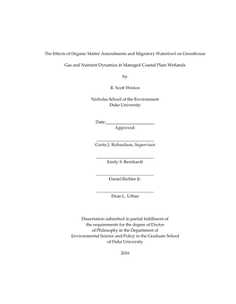 2. the Effects of Organic Matter Amendments on Greenhouse Gas Emissions from a Mitigation Wetland in Virginia’S Coastal Plain