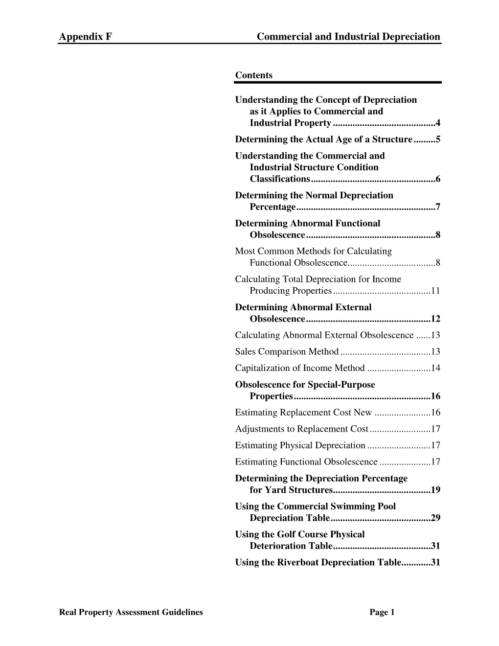 Appendix F Commercial and Industrial Depreciation