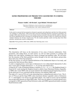 Some Properties of Projective Geometry in Coding Theory